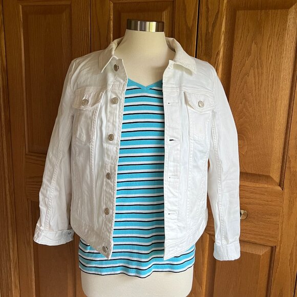 TALBOTS -- Cotton V-Neck Tee - Merida Stripe -- Excellent Condition - Picture 10 of 13